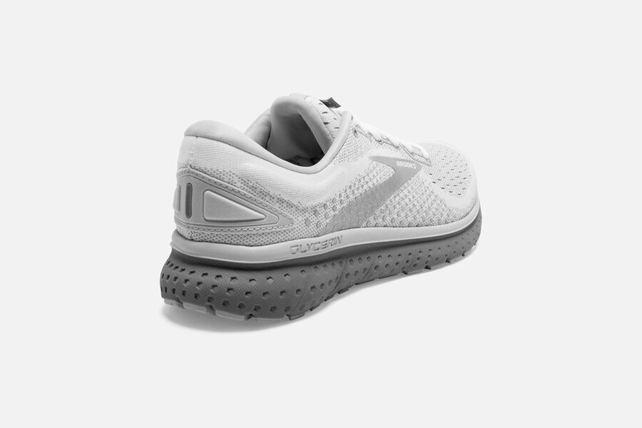 Brooks Running Shoes Womens White/Grey - Glycerin 18 Road - 2514-JKXFA